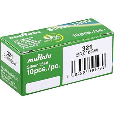 Imagen de Murata SR616SW PBWW Pila de botón (óxido Plata, 16 mAh, 1,55 V, 10 Unidades)