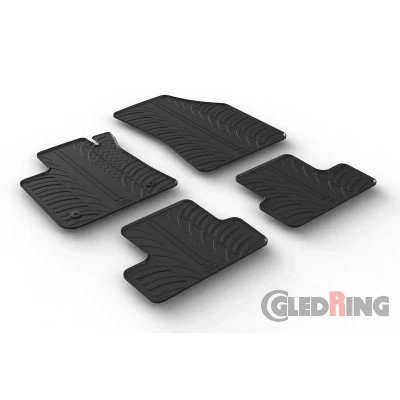 Imagen de Gledring 0057 Juego de alfombrillas suelo Caucho delante y detrás 4 negro 750mm 550mm RENAULT: Megane