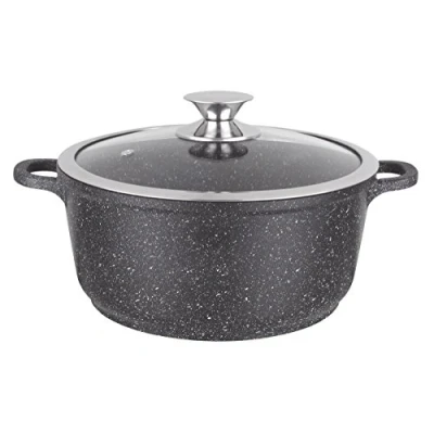 Imagen de Kamberg Olla 36 cm, aluminio fundido, revestimiento piedra antiadherente, tapa de vidrio, todos los incendios, incluida la inducción, sin PFOA