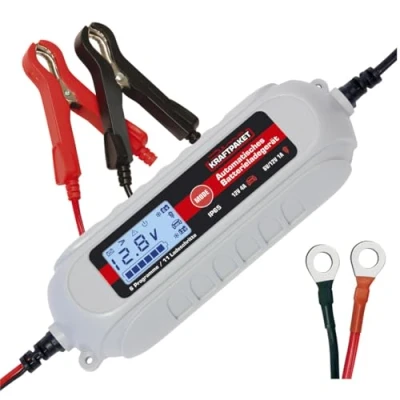Imagen de Dino KRAFTPAKET Cargador de batería Inteligente y automático 4 A, 6 V/12 V, para Plomo ácido, Gel, Arranque/Parada EFB, AGM Coche Coche, Moto, Furgoneta, Barco