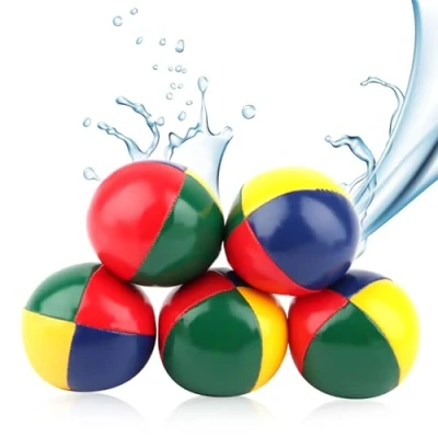 Imagen de PBUSPU Juego de 5 Pelotas Malabares, Ø 55 mm para Principiantes, 60g, Pelota Malabares con Relleno Piel Sintética Impermeable, Ideal Principiantes
