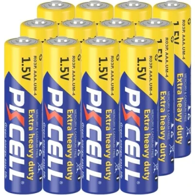 Imagen de Pilas AAA de 1,5 V Alto Rendimiento Zinc carbón para mandos a Distancia, fijación telefónica, Juguetes, 12 Unidades PKCELL