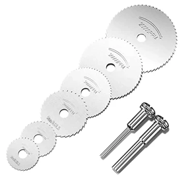 Imagen de Firschoie 8PCS Hoja de sierra circular, HSS corte circular sierra, Hojas y anillo reductor, Herramientas rotativas para piedra, madera, fibra vidrio, plástico metal