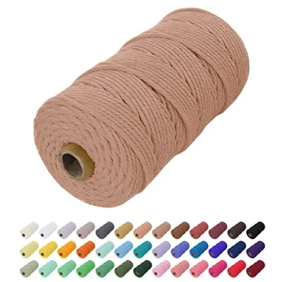 Imagen de Uiopa Hilo Macrame 2mm x 200m, Cuerda de Algodon Natural Cordel, Manualidades para DIY Pared, Cortina, Colgar Plantas, Decoracion Dormitorio (Albaricoque)