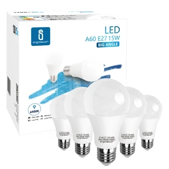 Imagen de Aigostar 15W Bombilla LED A60, casquillo gordo E27, luz blanca fría 6400K, 1200 lúmenes, ángulo de apertura 280º, CRI&gt; 80. No regulable. 10 unidades