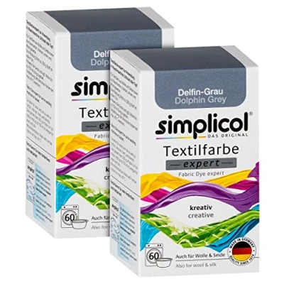 Imagen de Dolphin Gray Simplicol Expert Fabric Dye Tinte de Coloración para Textiles: Lavado a Mano o Lavadora Tiñe y Restaura Sus Telas Ropa Gris, pack con 2 unidades