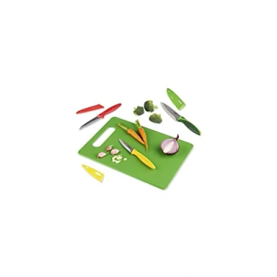 Imagen de Zyliss E910047 Juego de Cuchillos con Tabla Cortar 4 Piezas, Múltiples Tamaños, Acero Inoxidable, Multicolor/Negro, Cocina Multiusos, Apto Para Lavavajillas