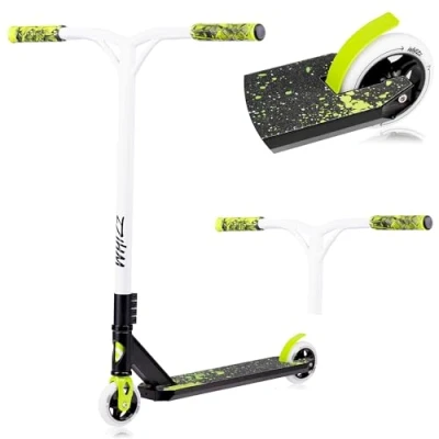 Imagen de LIONELO Whizz patinetes para niños, Stunt Scooter, de Acrobacias, Freestyle, Ruedas 110 mm, Ligero, Freno Guardabarros Trasero, Cubierta Aluminio, Manillar Tubo en T Ancho