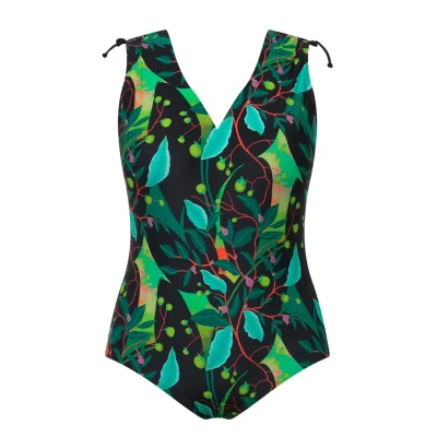 Imagen de Ulla Popken Colorful LEAF Print ONE Piece Bañador, Mujer, Talla: 44, Black