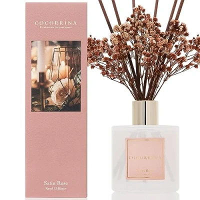 Imagen de Cocorrína 200ml Difusor de Varillas con Flores secas/Satin Rose/Ambientadores Hogar, Ambientador Varillas/difusor Aromas/para Decoración Baños y Estanterías