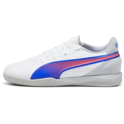 Imagen de PUMA King Match IT Jr, Soccer Shoe, White Bluemazing Flat Light Gray, 32 EU