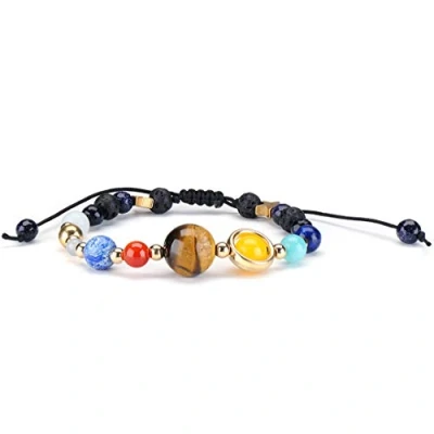 Imagen de Sistema solar Galaxy ajustable Cuentas de piedra Pulsera trenzada Universo Nueve planetas energía elástica estrella Pulseras unisex Brazaletes
