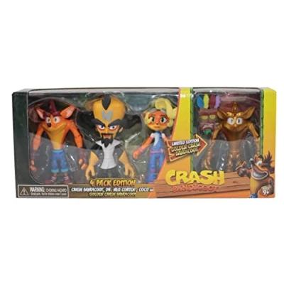 Imagen de Crash Bandicoot Bandai Juego de 4 Figuras acción con máscara Paquete Juguetes 11 cm y Accesorios Soporte coleccionables como mercancía Regalos Videojuegos