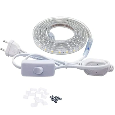 Imagen de Q.Laomi Tira Led con Interruptor, Impermeable IP65 de 220v Luces Led, 60 Led/m Tiras Para Interior y Exterior Iluminación Decoración, 3M, Blanco