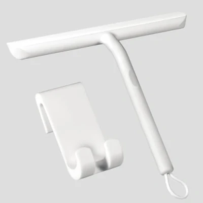 Imagen de Vinabo Rasquetas Limpiacristales para Ducha de Silicona con Soporte, Limpia Mamparas Cristal, Limpieza y Alisado Superficies Ventanas, Espejos Baños 21cm,Blanco