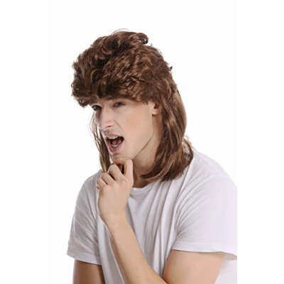 Imagen de WIG ME UP G 2 ZA6 Peluca Mujer Hombre Halloween Carnaval Mullet Largo cardado marrón 80s Pacorro