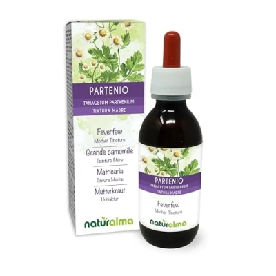 Imagen de Matricaria (Tanacetum parthenium) hierba con flores Tintura Madre sin alcohol Naturalma Extracto líquido gotas 120 ml Complemento alimenticio Vegano