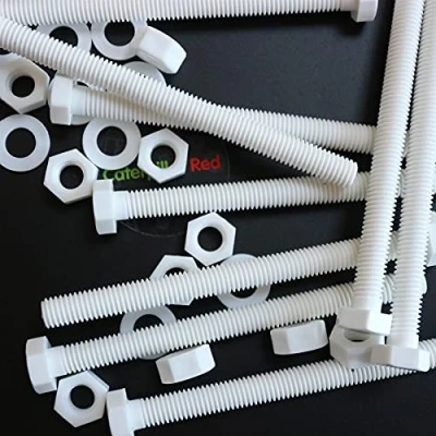 Imagen de 10x Tornillo de cabeza Hexagonal Polipropileno Blancos (PP), Pernos Tornillos y Tuercas Plástico, M8 x100mm, arandelas, resistente al agua