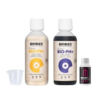 Imagen de GROWMANIA Biobizz pH + Plus 250 ml Menos líquido up Nutrients Boost Vaso Medidor Superpack and Down Abono elevador de para plantas cultivo