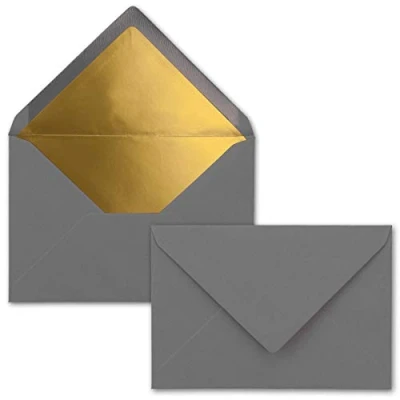 Imagen de FarbenFroh by GUSTAV NEUSER 700 sobres B6 con forro interior dorado, 12,5 x 17,6 cm, grafito (gris oscuro), adhesivo húmedo,
