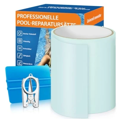 Imagen de Parches Piscina Bajo Agua,Cinta Adhesiva para Piscinas 10cm x 250cm,Kit de Reparación Liner Piscinas,Parche Lona Piscina,PVC Flex Tape Adecuado Castillos Inflables,Colchones Aire