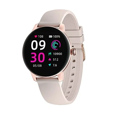 Imagen de LUNIQUESHOP Smartwatch LSFIT Rosa, Reloj Inteligente Mujer, Monitor de Sueño, Seguimiento del Menstrual,Control Musica,Oxígeno Sanguíneo Frecuencia Cardíaca, Pulsera Actividad, Android iOS