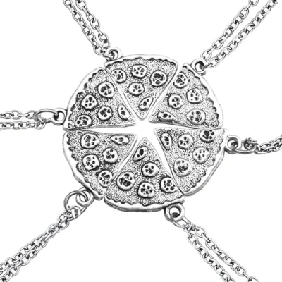 Imagen de EQLEF Un Conjunto de Collares Plata con Forma Pizza Paquete Seis par Amistad