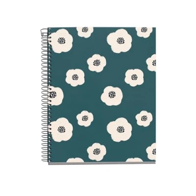 Imagen de Miquelrius Cuaderno A5 (148 x 210 mm), 100 Hojas cuadriculadas de 70 g/m², Cubierta cartón rígido, 4 Bandas color, Espiral, 2 taladros, cuadriculado, Papelería bonita, Verde