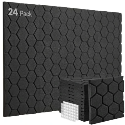 Imagen de Espuma Acustica, 24 Piezas, Paneles Acusticos para Estudio, Juegos, Oficina, 30x30x2,5cm, Insonorizacion Acustica Pared, Puerta, Absorbentes