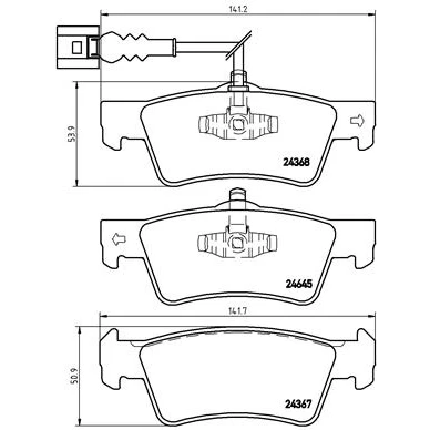 Imagen de BREMBO P 85 091 Juego de pastillas freno con contacto avisador desgaste clip émbolo sin accesorios VOLKSWAGEN: Multivan 5 (7HM