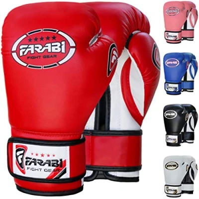 Imagen de Farabi Sports Guantes Boxeo niño Muay Thai 4 oz 6 8 de MMA niños Guante Saco (8 oz, Red)