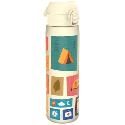 Imagen de Ion8 Botella Agua, 500ml, a Prueba de Fugas, Fácil Abrir, Cerradura Segura, Apta para Lavavajillas, Sin BPA, Asa Transporte, Limpiar, Neutro en Carbono, Diseño Cámping