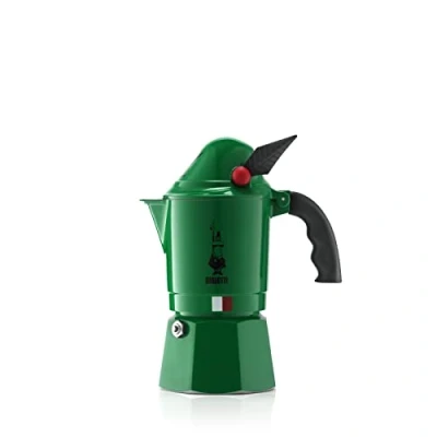 Imagen de Bialetti Moka Express Alpina: Icónica Cafetera Italiana para Espresso, Auténtico Café Italiano, 3 Tazas, Aluminio, Verde