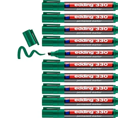 Imagen de Rotulador edding marcador permanente 330 verde punta biselada 1 5 mm recargable