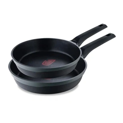 Imagen de MasterPRO Gastro Reeco, Juego de 2 Sartenes 24 y 28 cm Diametro, Indicador Temperatura, Aluminio Fundido Reciclado, Antiadherente, Mango Soft Touch, Para Todo Tipo Cocinas