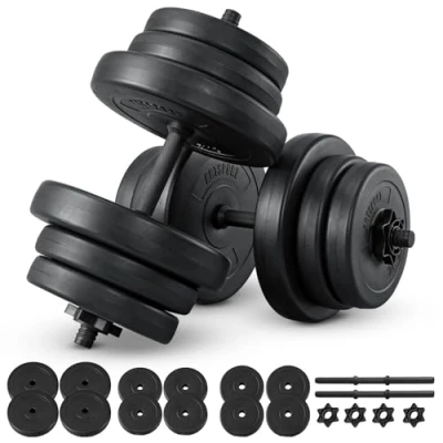 Imagen de ArtSport Set de mancuernas 2x 20kg con 2 mancuernas, 12 discos pesas y cierres estrella para entrenamiento fuerza