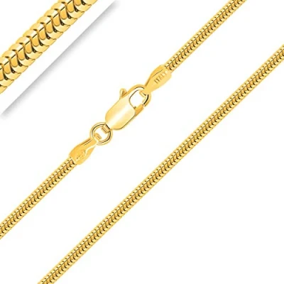 Imagen de Planetys Cadena de malla serpiente Plata 925/1000 chapada en oro amarillo 18 quilates, ancho 2 mm, 40 45 50 55 60 65 70 cm, esterlina