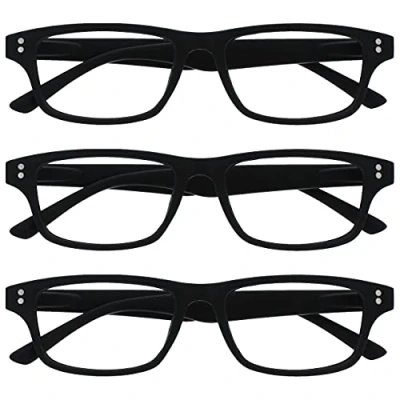 Imagen de UV Reader Negro Mate Gafas De Lectura Valor Pack 3 Hombres Mujeres UVR3PK033BLK +3,00