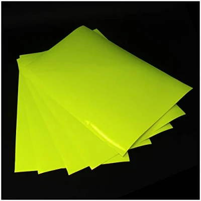 Imagen de lámina autoadhesiva para manualidades, DIN A4, plóter, manualidades (amarillo neón, juego de 5 unidades, A4)