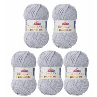 Imagen de Strickfein Himalaya Dolphin Baby 80325 Ovillo de lana para tejer (5 x 100 g), color gris claro