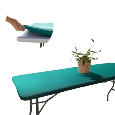 Imagen de Glop Mantel Elástico Ajustable Rectangular 182x76 cm, Antimanchas, Antiarrugas, Rosa, Resistente al Viento, Fácil de Limpiar, Manteles Tela Spandex, Ideal para Mesa Jardín, Camping y Eventos