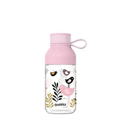 Imagen de Quokka Kids Ice con Colgador Birds 430 ML Botella de Agua Reutilizable Tritan Libre BPA Amplia Apertura para Rellenar y tapón antigoteo