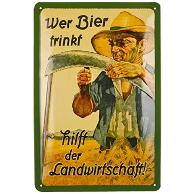 Imagen de Cartel de chapa con texto en inglés «Open Bar» Bier Landwirtschaft Idea regalo para los amantes la cerveza, placa metal, 20 x 30 cm