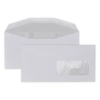 Imagen de sobres de correo pequeño 50 DL con ventana 45 x 100 90g papel blanco 110 220 mm sobre blanchefermeture adhesivo