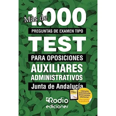 Imagen de Auxiliares Administrativos. Junta de Andalucía: Más 1.000 preguntas examen tipo test para oposiciones