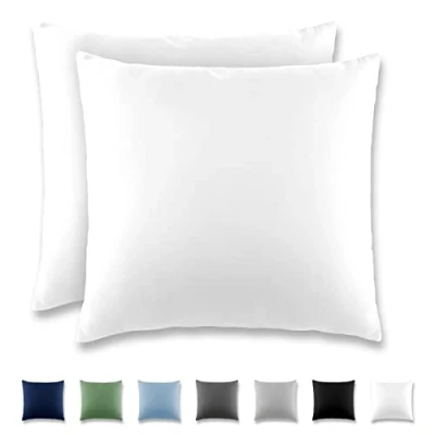 Imagen de REDKEY Funda Almohada Juego de 2 Fundas Almohadas 40x40 cm, con Solapa (sin Cremallera), Transpirable Suave Antiarrugas Microfibra Blanco