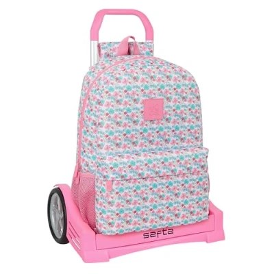 Imagen de Safta MOOS FLORES Mochila Escolar, con Carro Evolution Incluido, Ideal para Niños de Diferentes Edades, Cómoda y Versátil, Calidad Resistencia, Color Multicolor