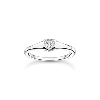 Imagen de THOMAS SABO Anillo de corazón para mujer, 56, Plata ley, Zirconia cúbica