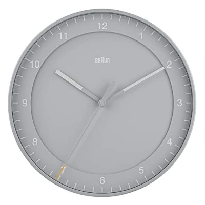 Imagen de Braun Reloj de Pared analógico Grande Movimiento Barrido silencioso, fácil Leer, 30cm diámetro en Gris, Modelo BC17G.