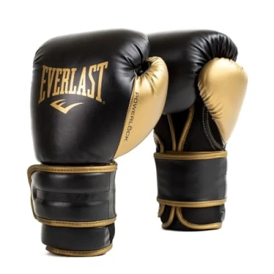 Imagen de Guantes de Boxeo Everlast Powerlock 2R 12oz, Negro/Dorado, para Saco y Sparring, Soporte Muñeca Avanzado, Espuma Cuádruple, Agarre Ergonómico Equipo Auténtico